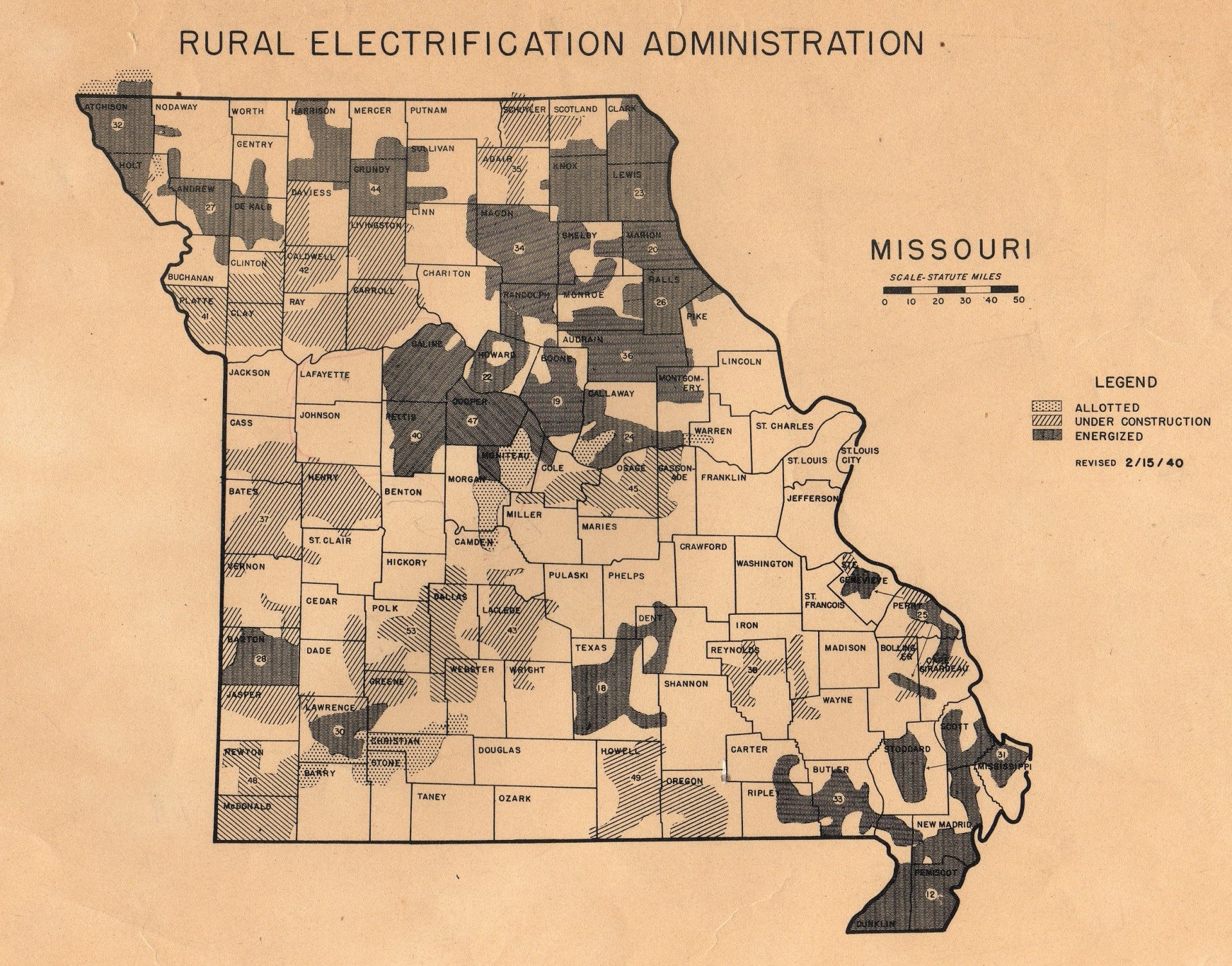 1940 Missouri Co-op Map